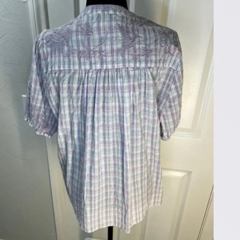 Johnny Was Malo Puff Sleeve Embroidered Butterfly Blouse - Size Small - NWT